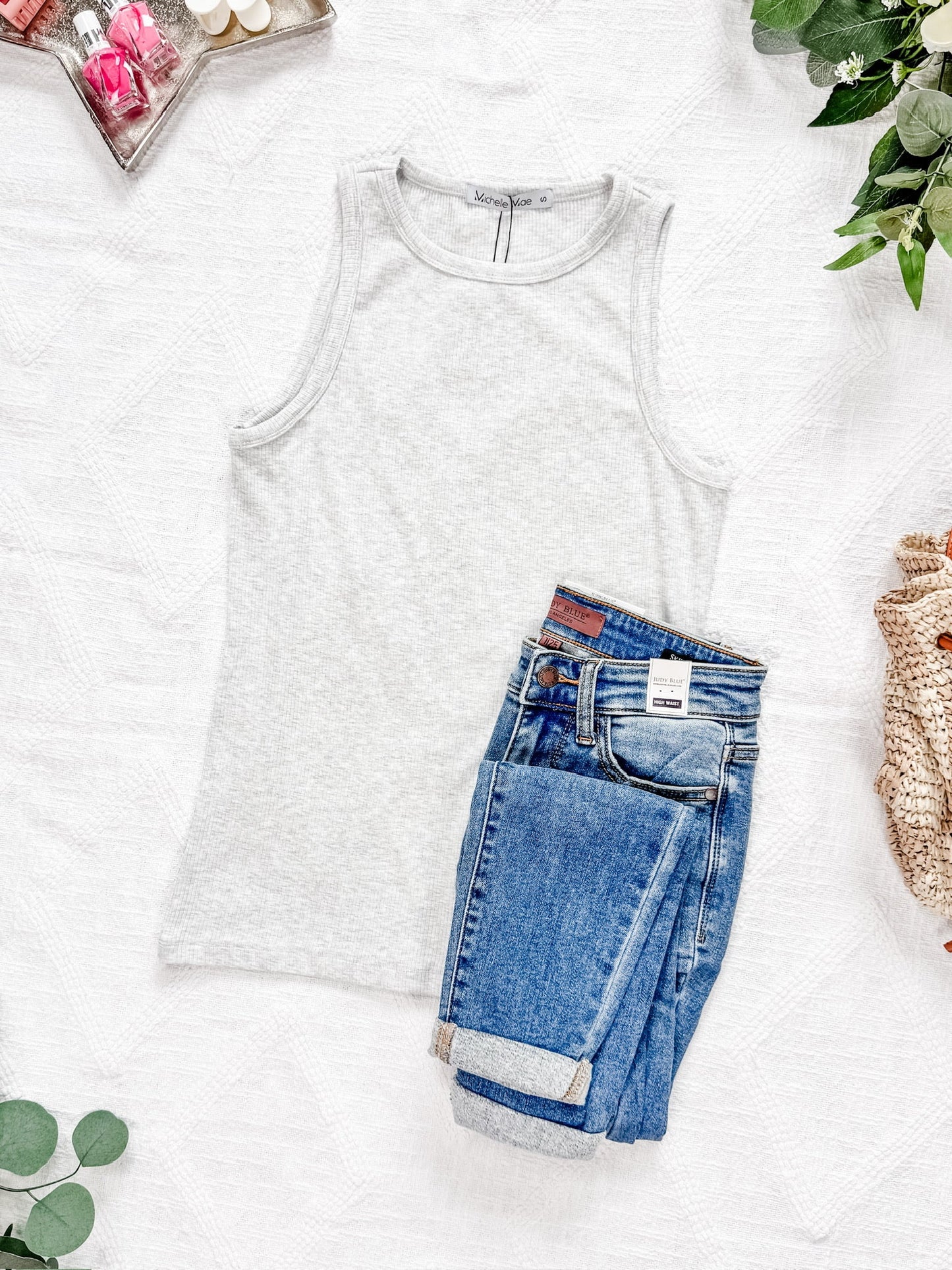 IN STOCK Tara Ribbed Tank - Heathered Grey