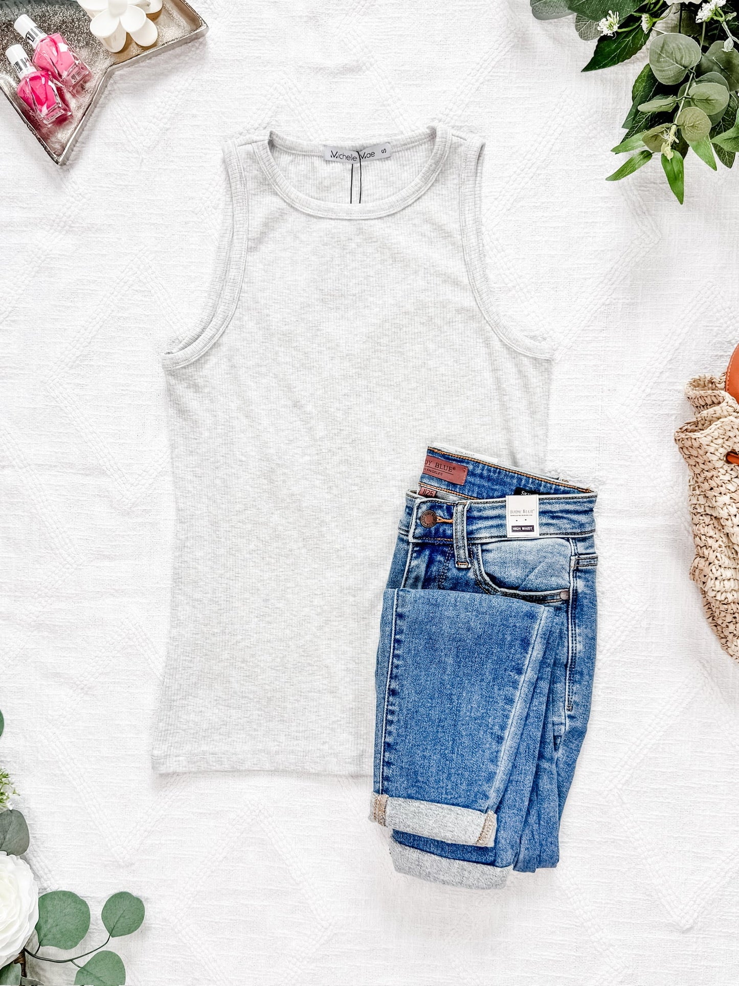IN STOCK Tara Ribbed Tank - Heathered Grey
