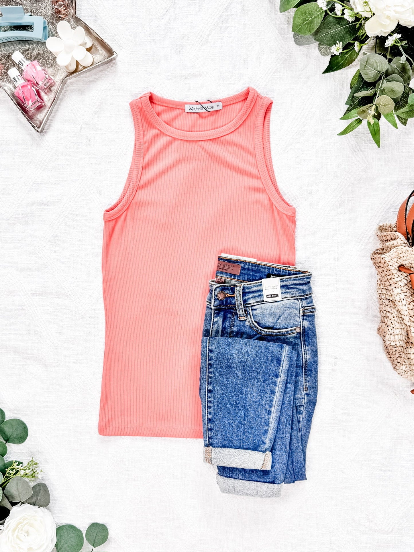 IN STOCK Tara Ribbed Tank - Coral
