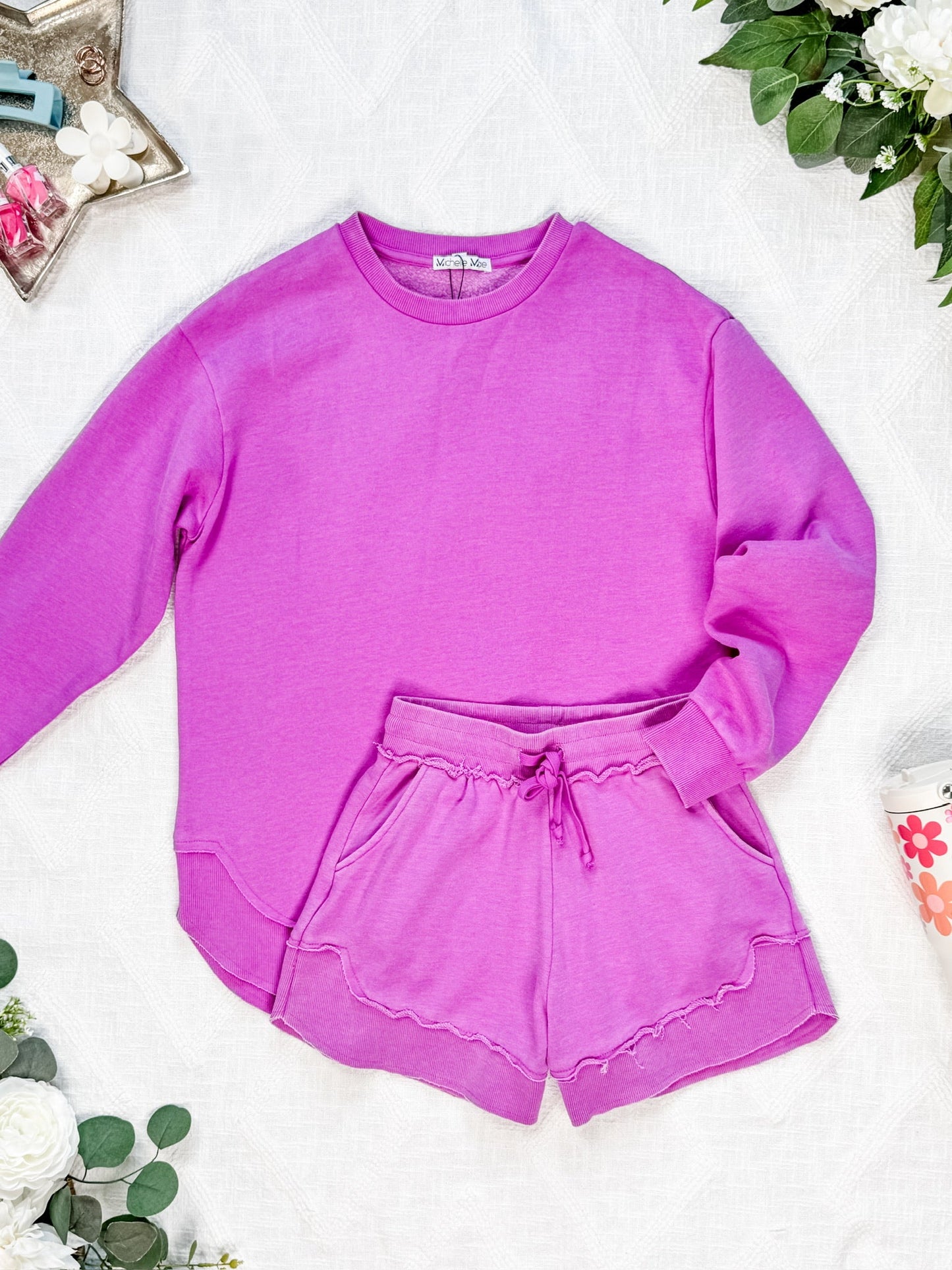 IN STOCK Vintage Wash Pullover - Vivid Orchid