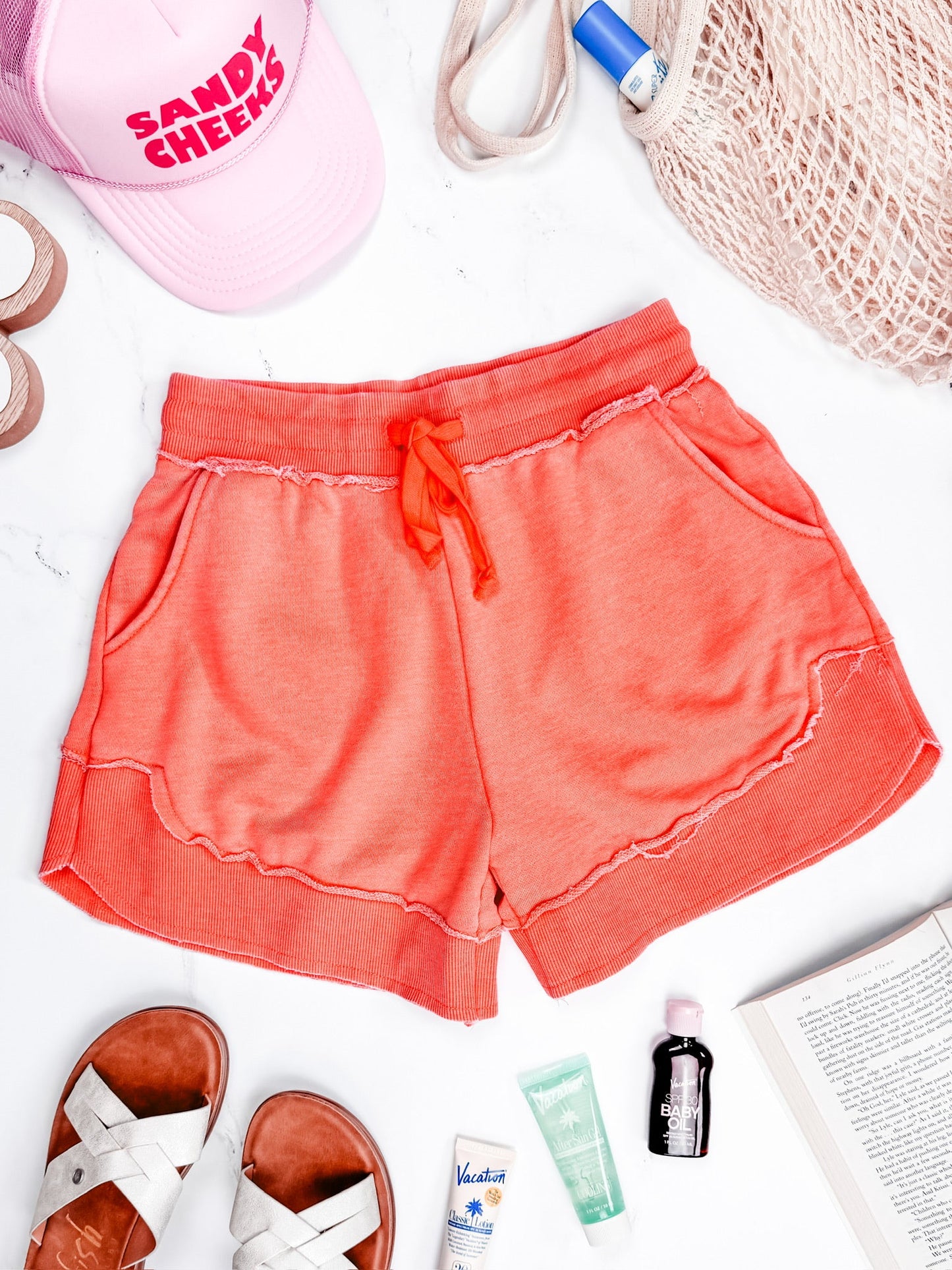 IN STOCK French Terry Stevie Shorts - Deep Coral