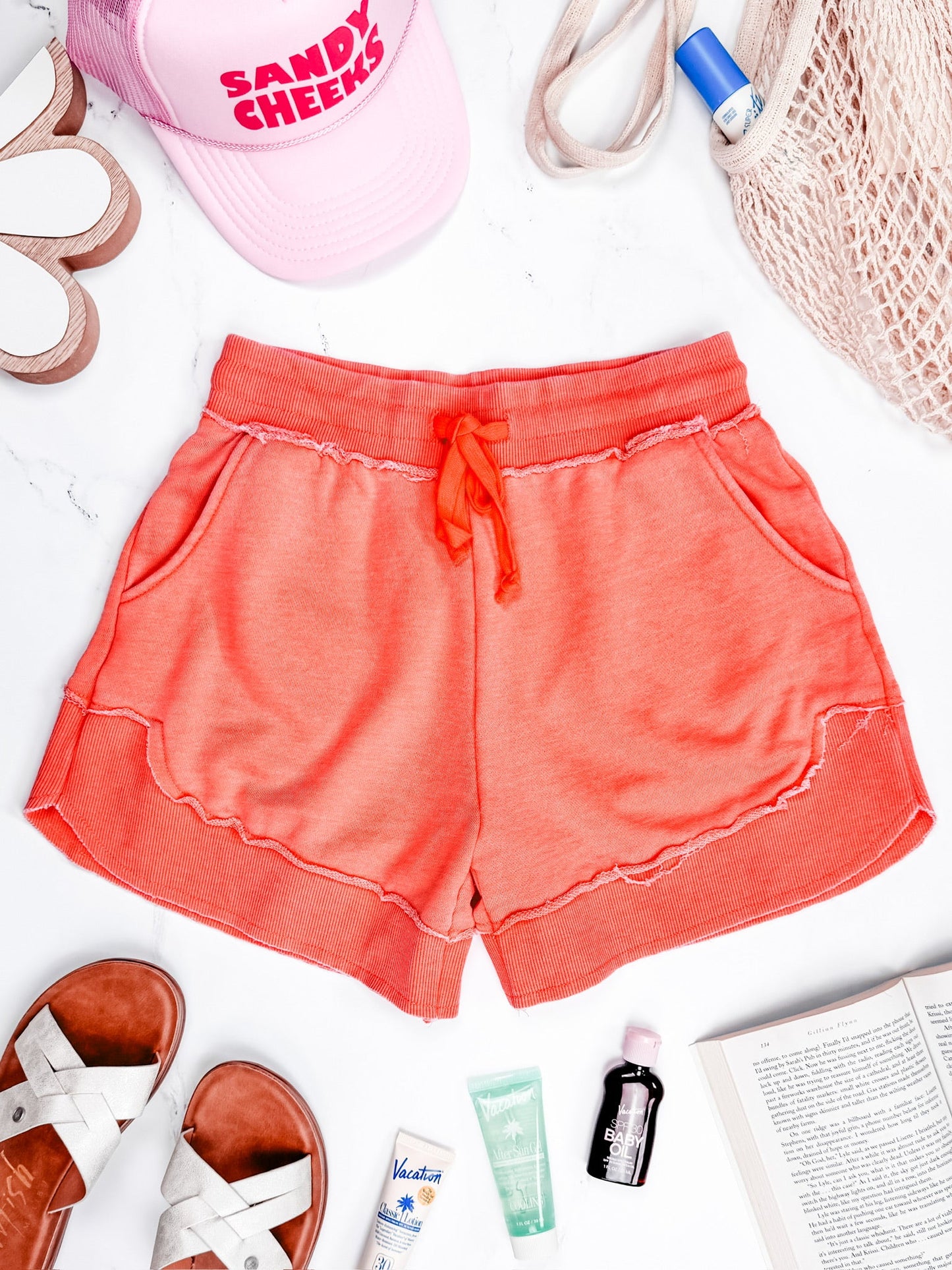 IN STOCK French Terry Stevie Shorts - Deep Coral