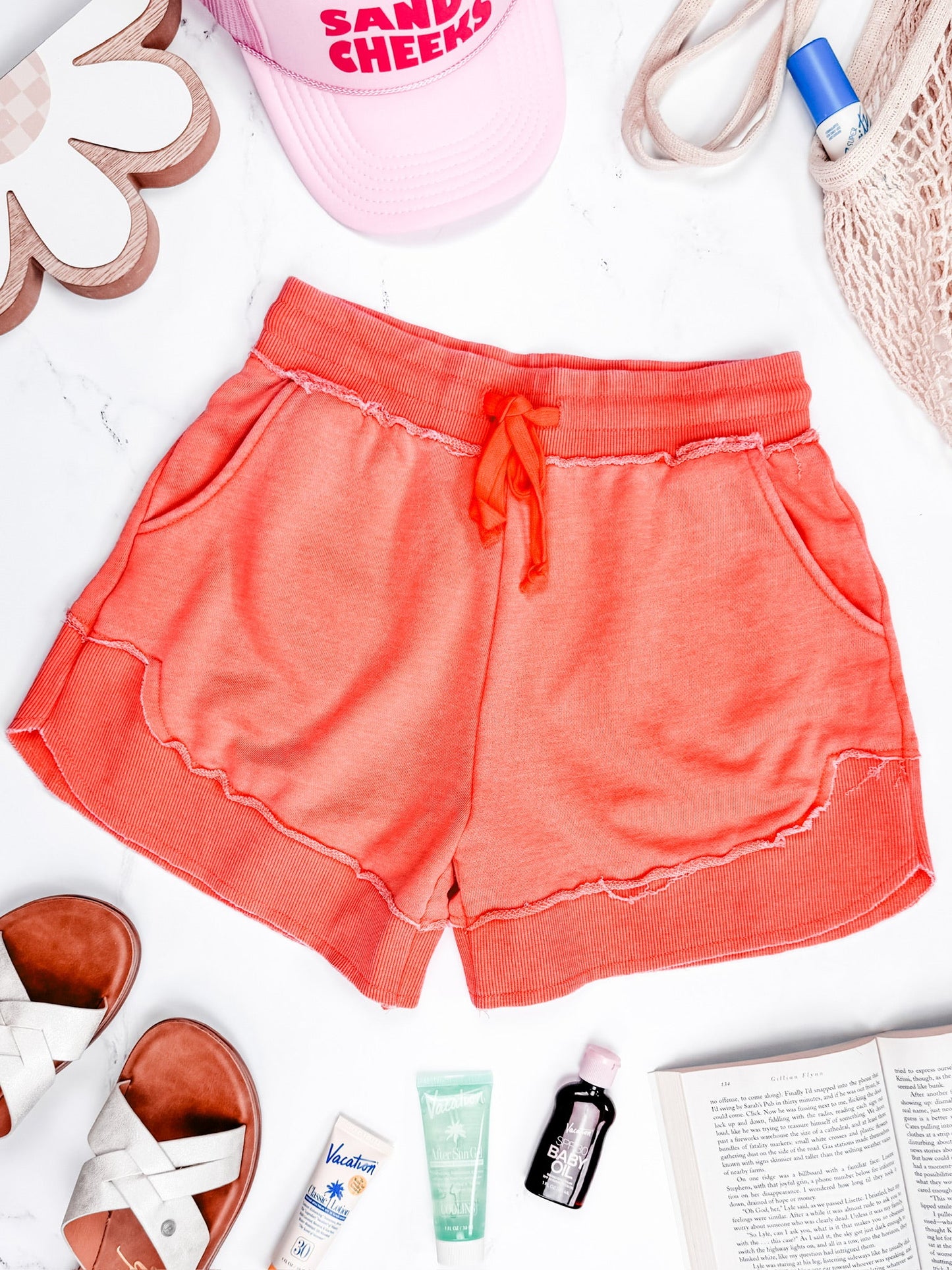 IN STOCK French Terry Stevie Shorts - Deep Coral