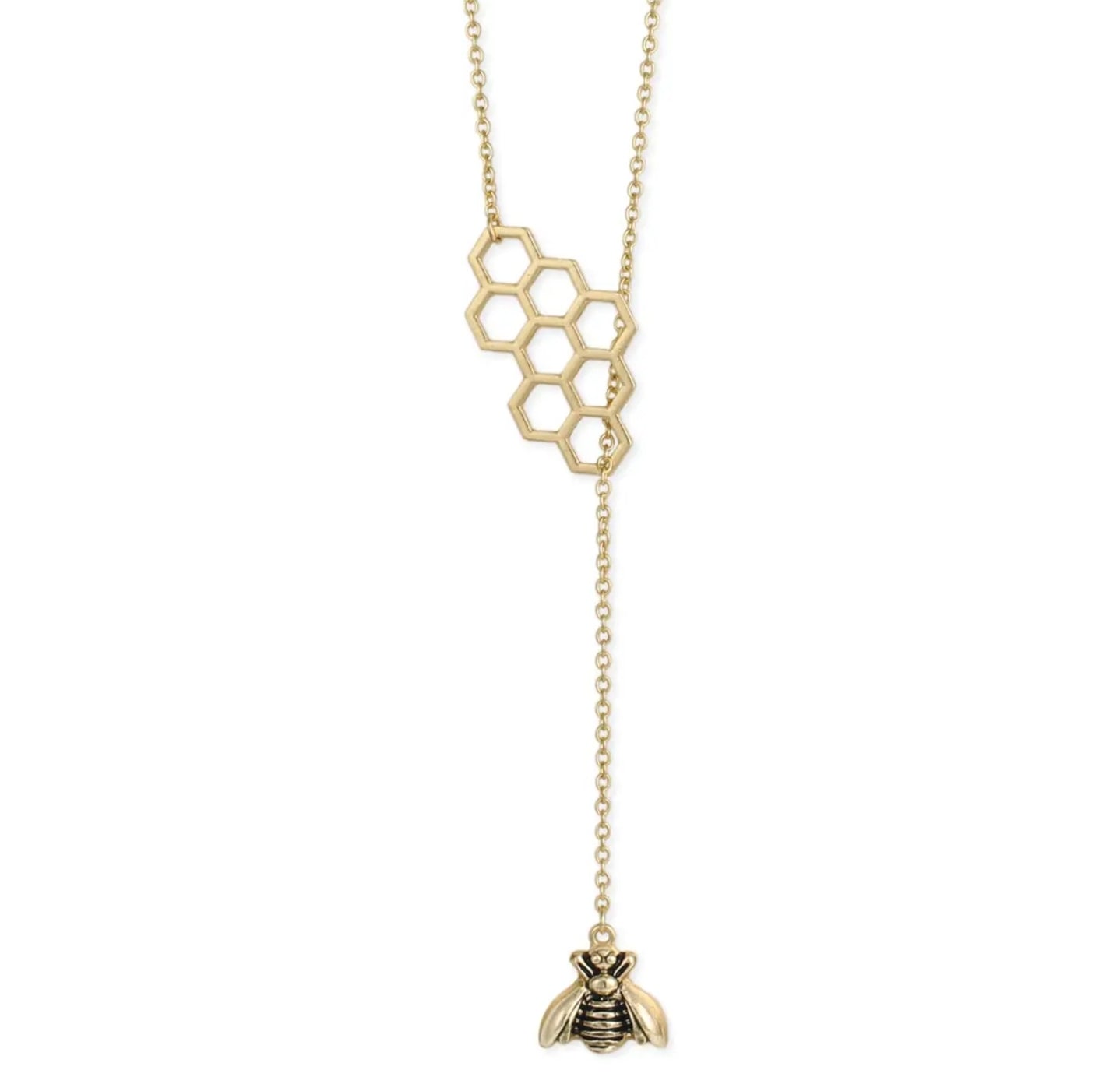 Bee- Hive Charm Lariat Necklace