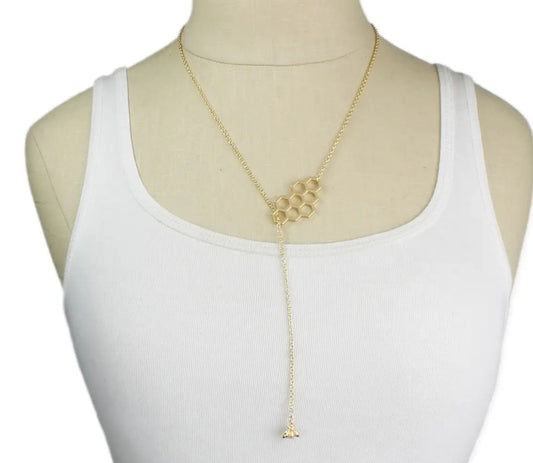 Bee- Hive Charm Lariat Necklace