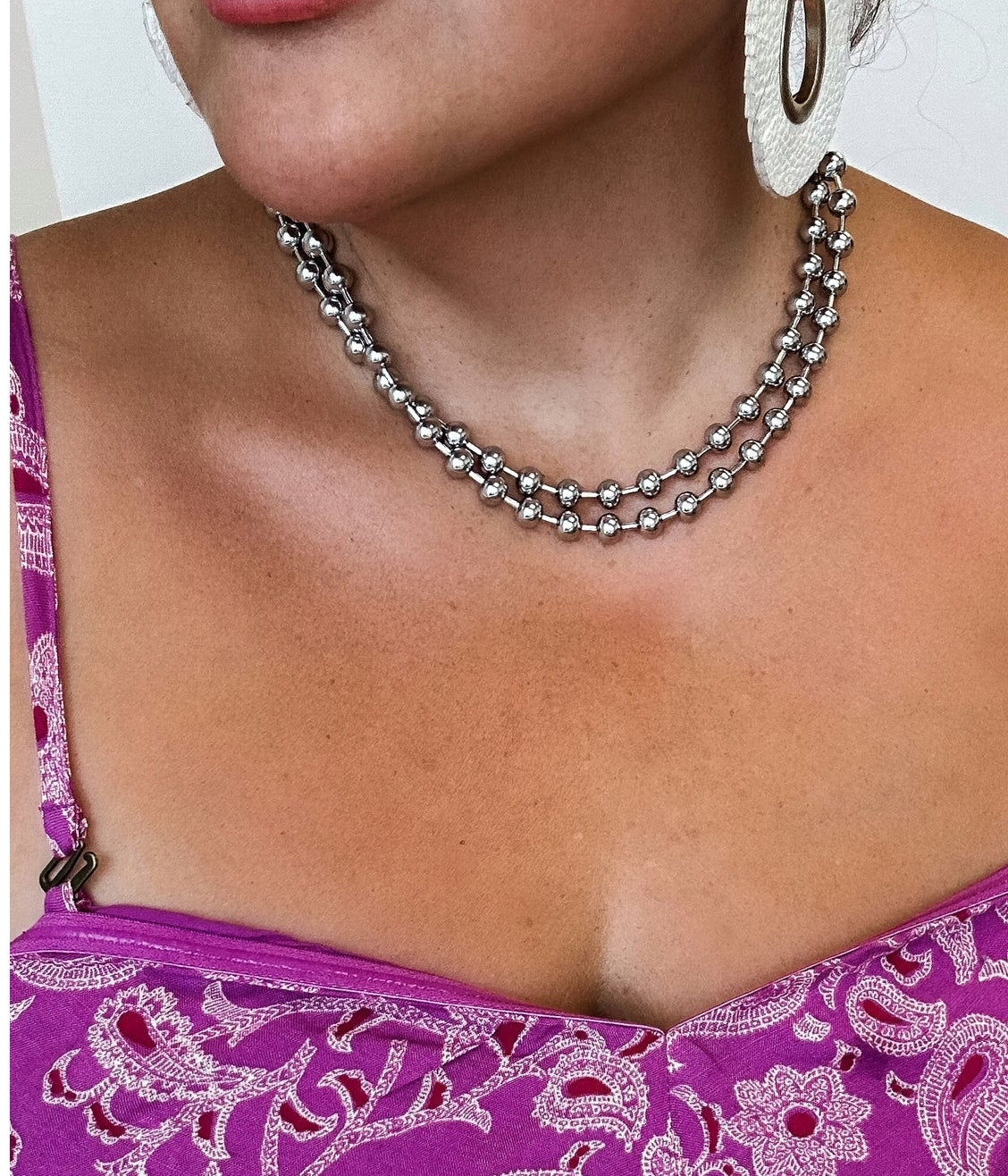Ball & Chain Necklace- Gold or Silver