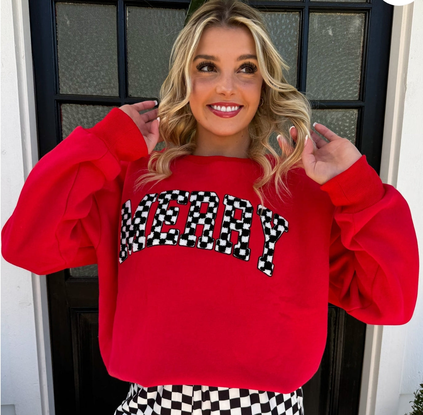 Merry Checkmas Crew Neck Sweatshirts