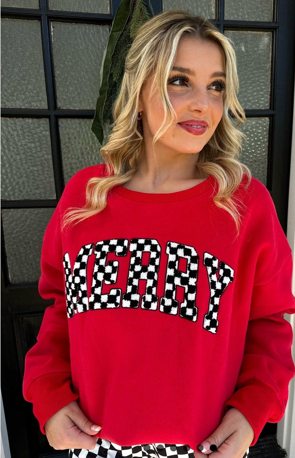 Merry Checkmas Crew Neck Sweatshirts