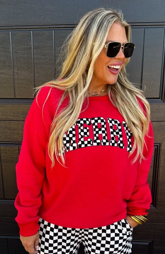 Merry Checkmas Crew Neck Sweatshirts