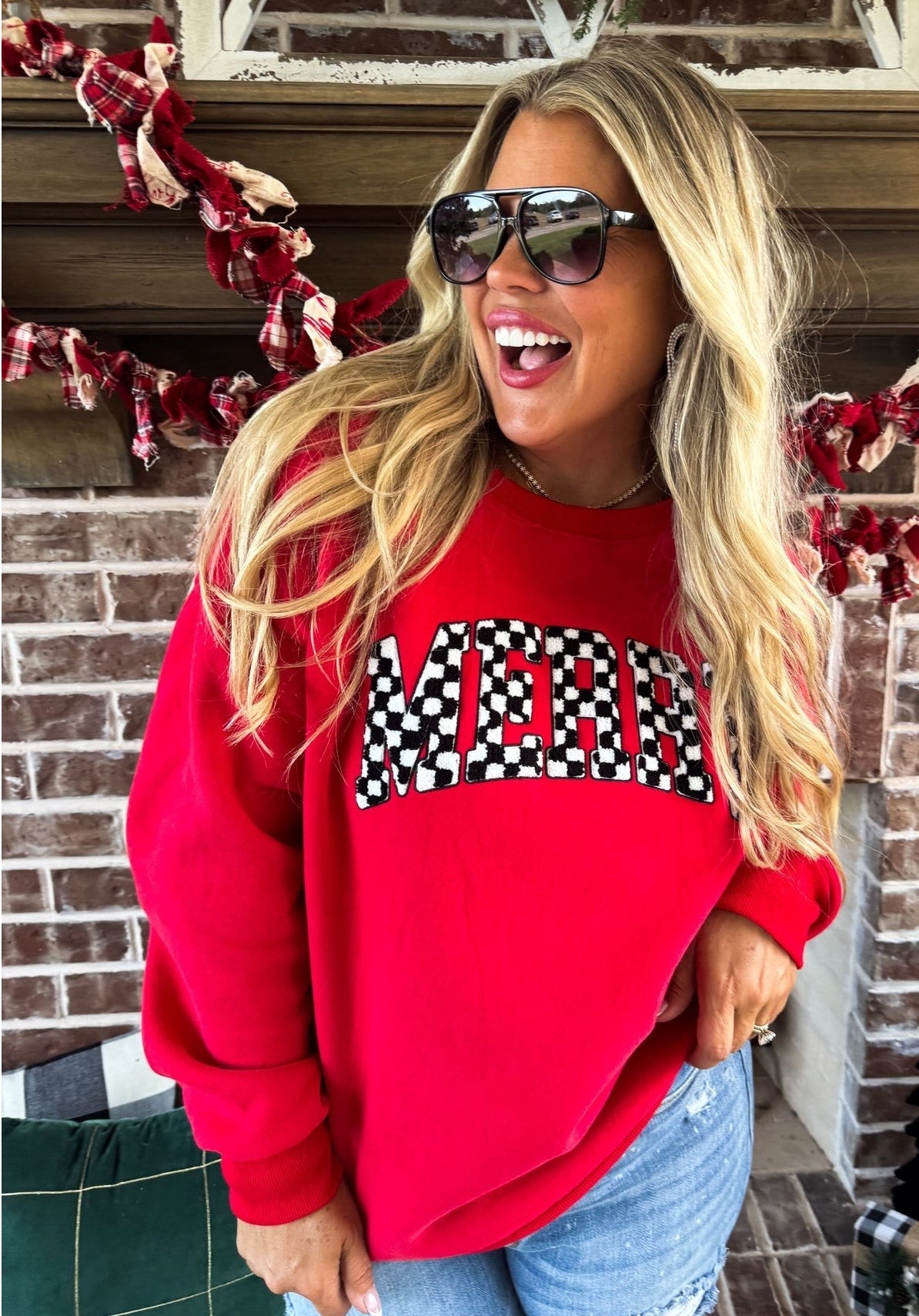 Merry Checkmas Crew Neck Sweatshirts