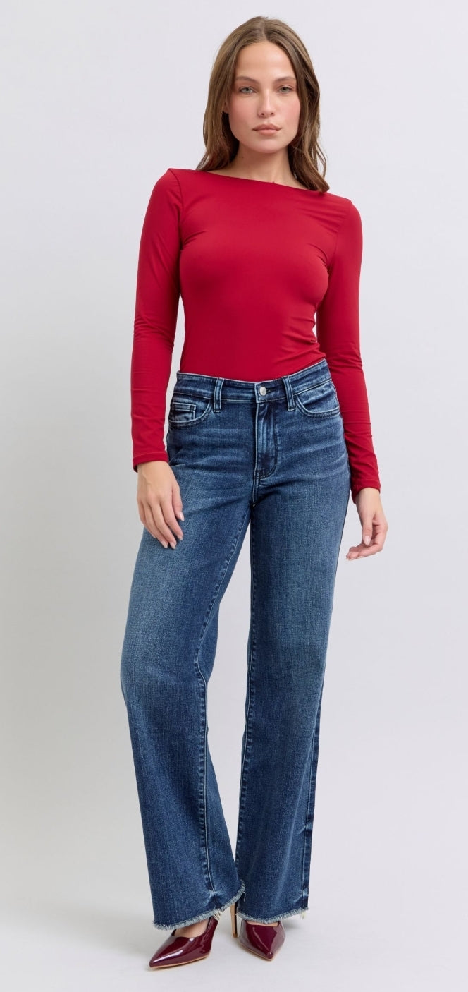 Judy Blue Hudson Midrise Wide Leg Dark Denim