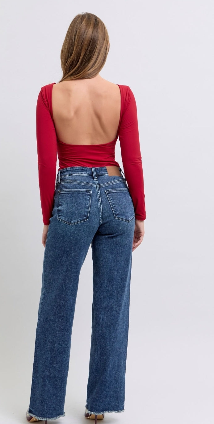 Judy Blue Hudson Midrise Wide Leg Dark Denim