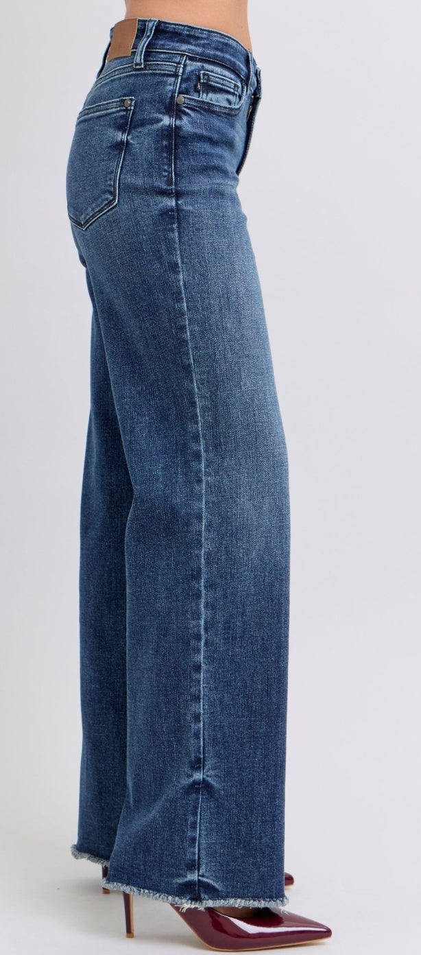 Judy Blue Hudson Midrise Wide Leg Dark Denim
