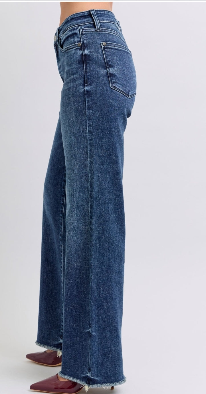 Judy Blue Hudson Midrise Wide Leg Dark Denim
