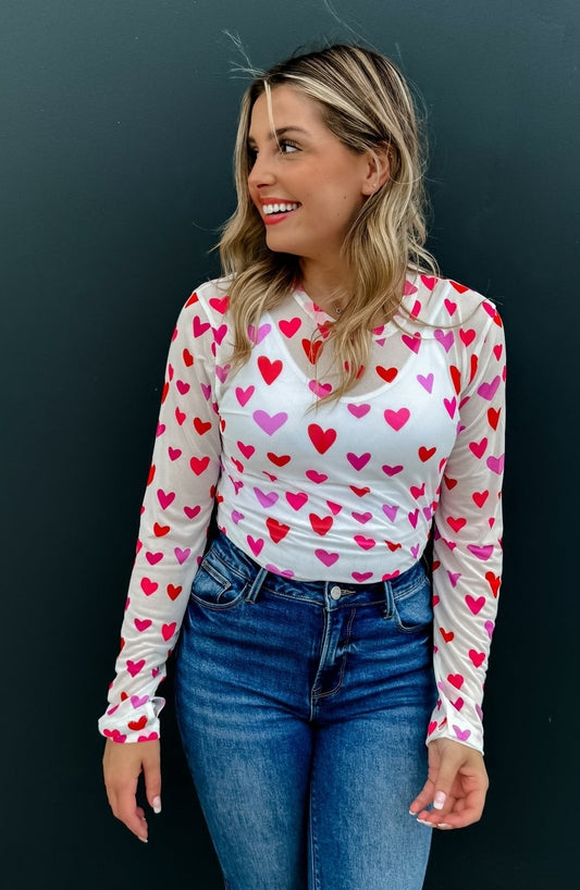 Dress It Up Mesh Top- Hearts