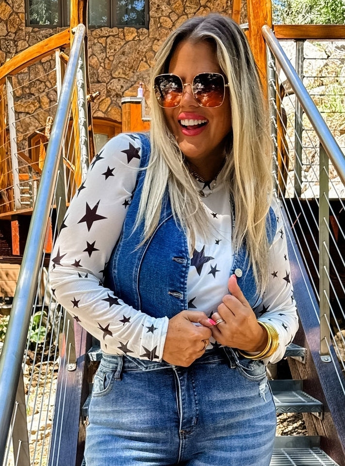 Dress It Up Mesh Top- Stars