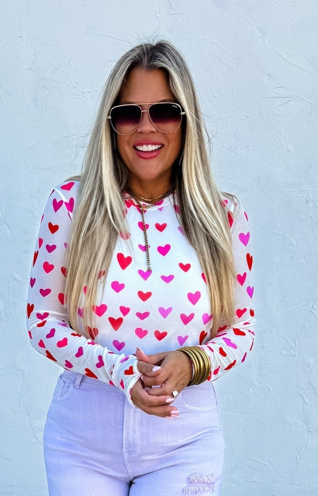 Dress It Up Mesh Top- Hearts