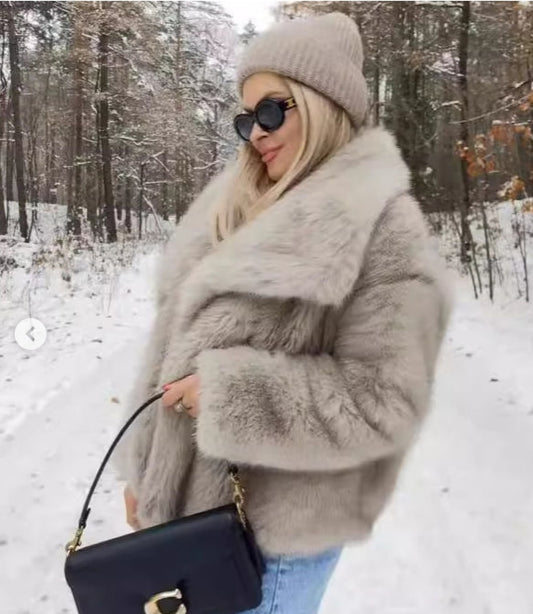 Feeling Chic Silver Faux Fur Coat