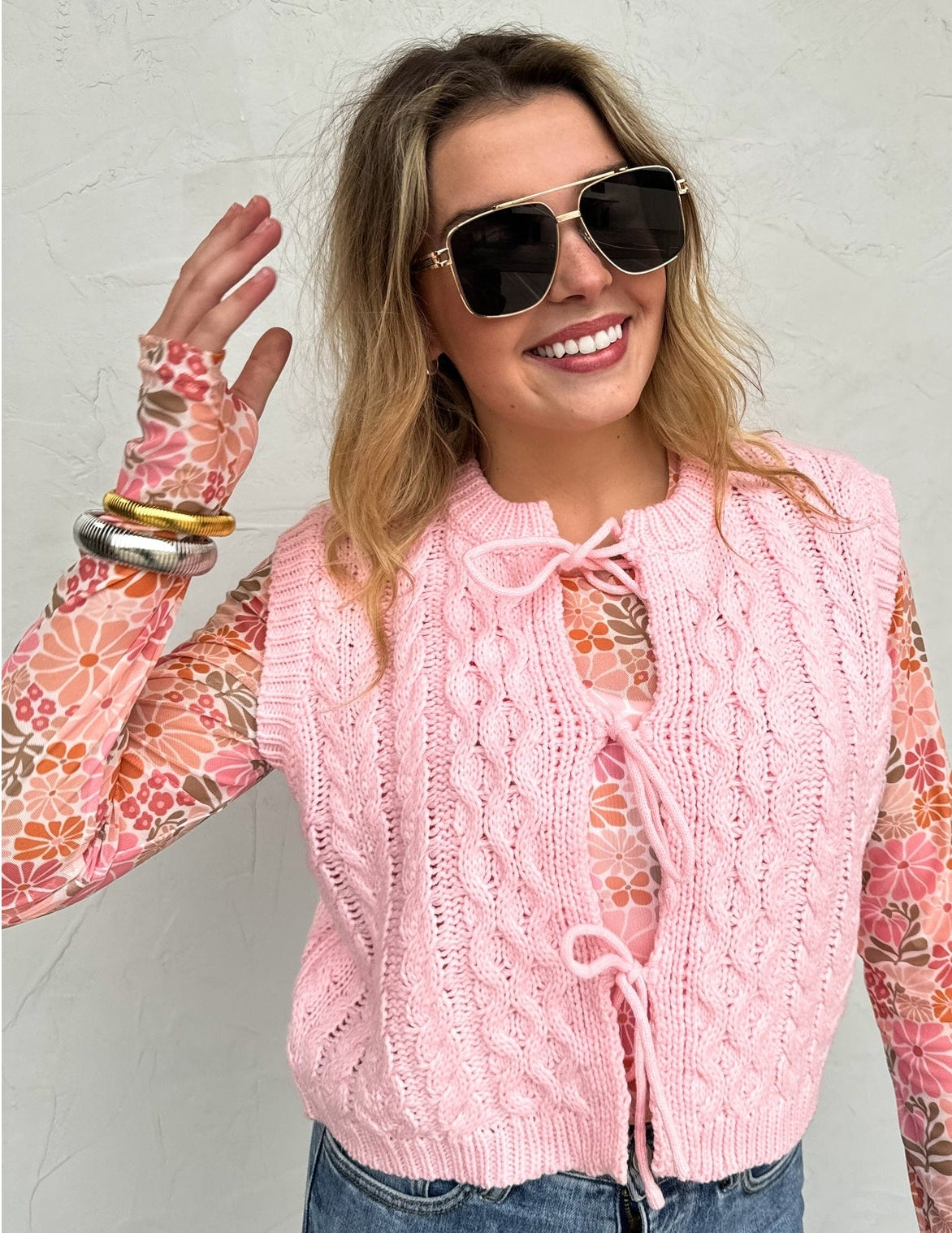 Flora Tie Front Sweater Vest- Sprin Colors