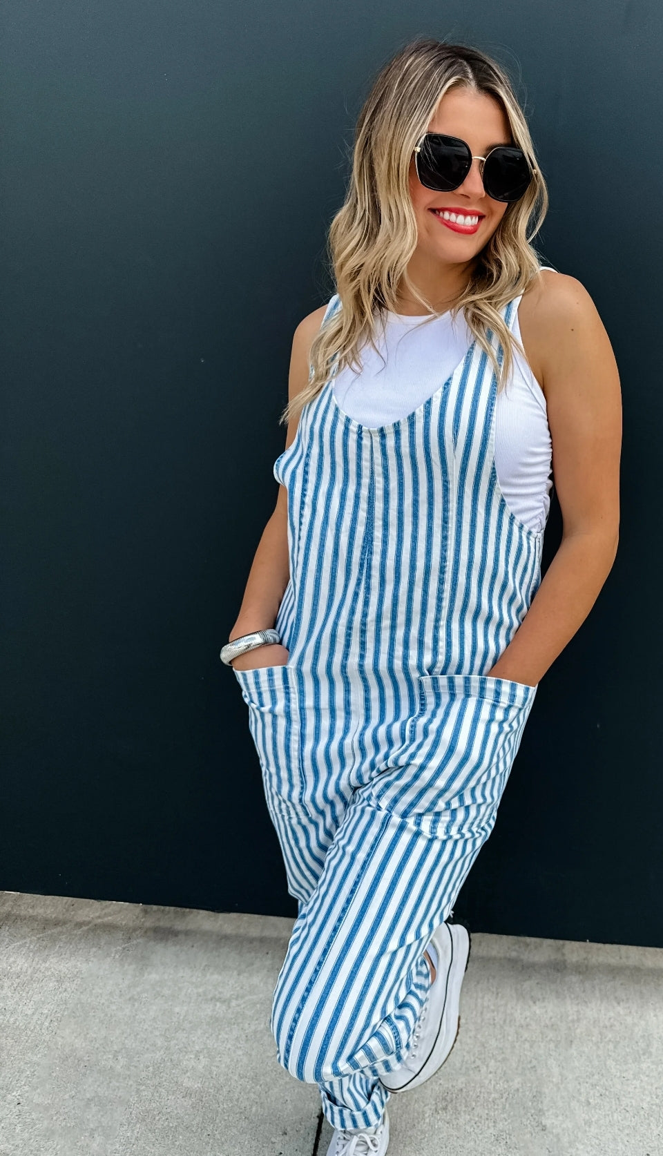 Blakeley Britte Romper/ Overalls- Summer Stripe