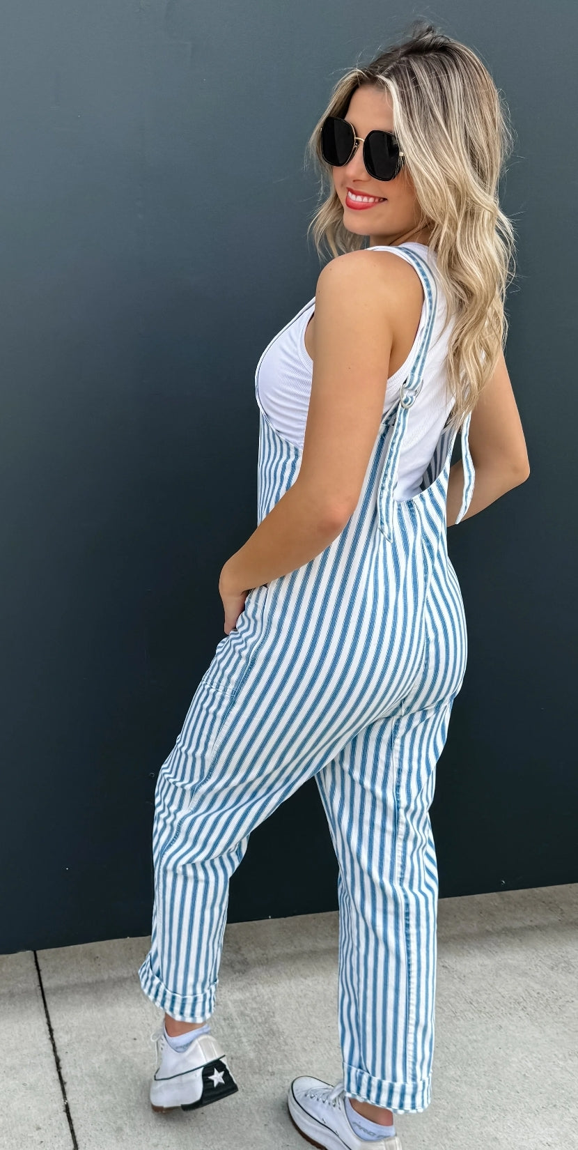 Blakeley Britte Romper/ Overalls- Summer Stripe
