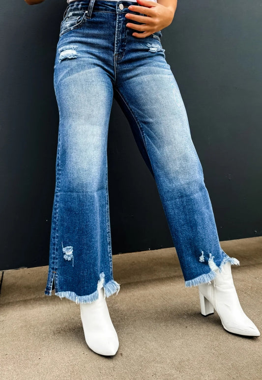 Blakeley Ash Cropped Wide Leg Denim