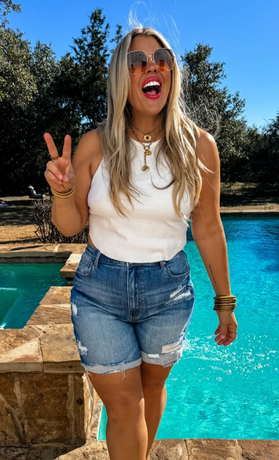 Blakeley Georgia Peach Distressed Shorts