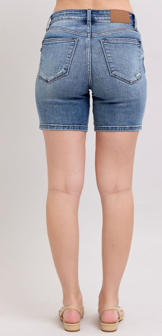 Judy Blue PinUp Mid Length Denim Shorts