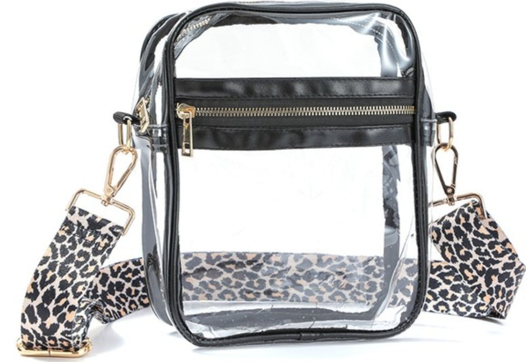 Leopard Stadium Crossbody Bag- Fuschia and Leopard