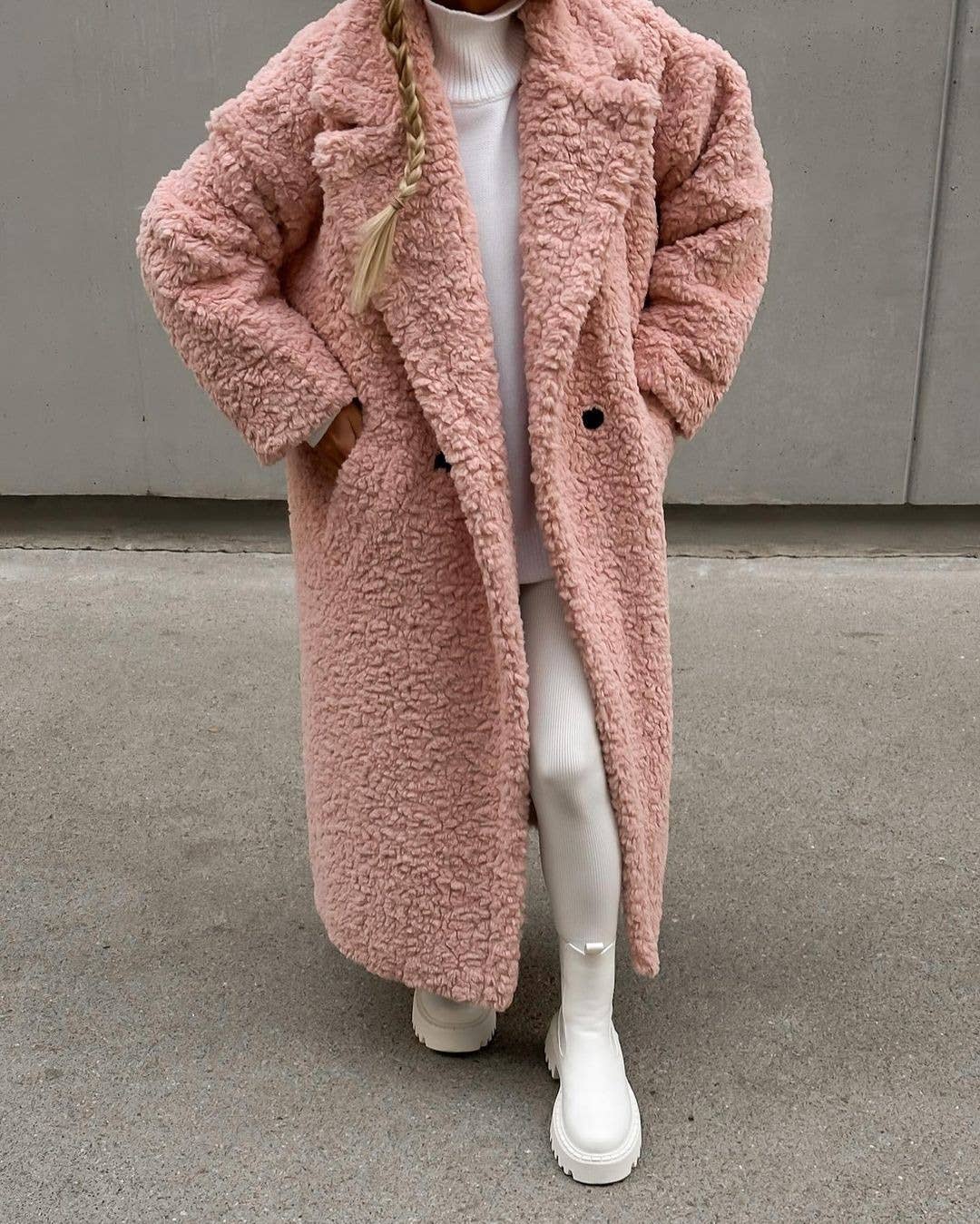 Cuddle Me Plush Trench Coat- Blush