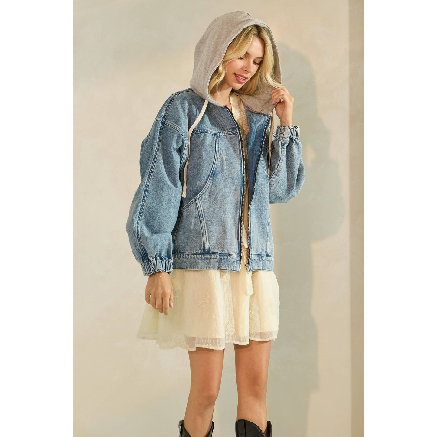 Frankie Hooded Zip Denim Jacket