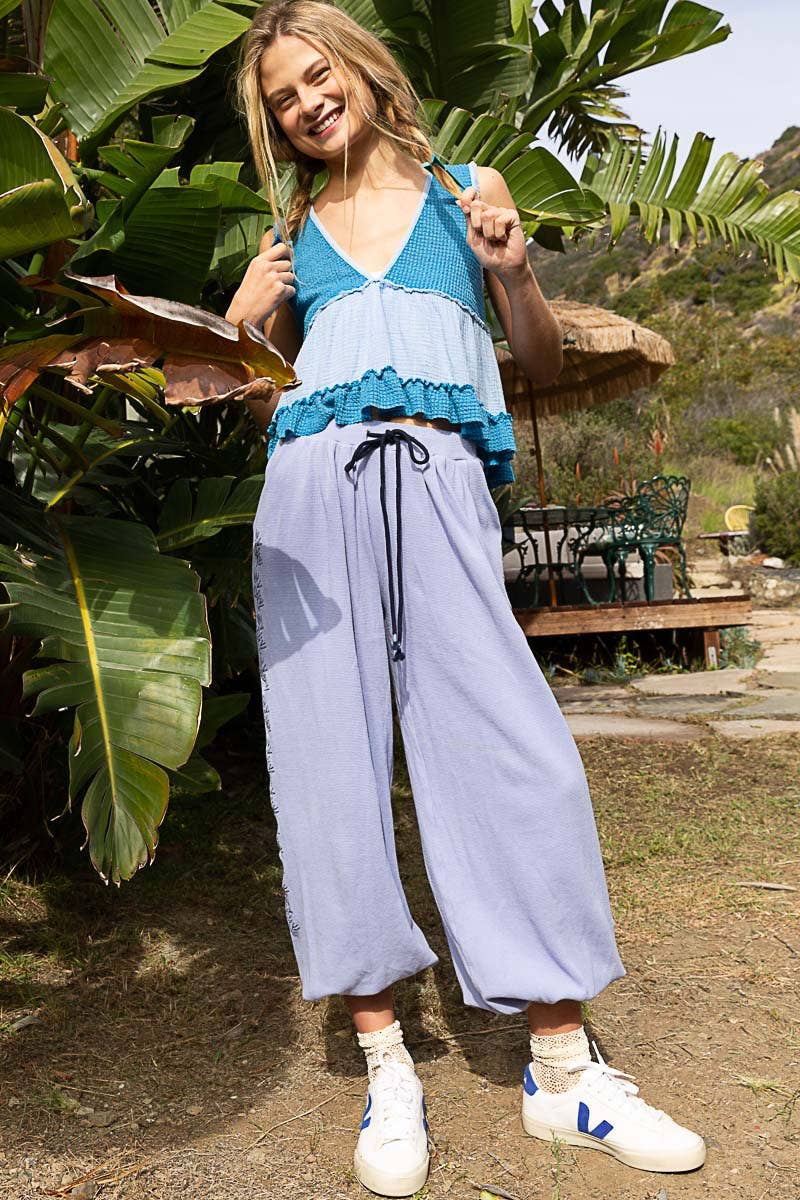 POL Adrian Contrast Cropped Babydoll Tank