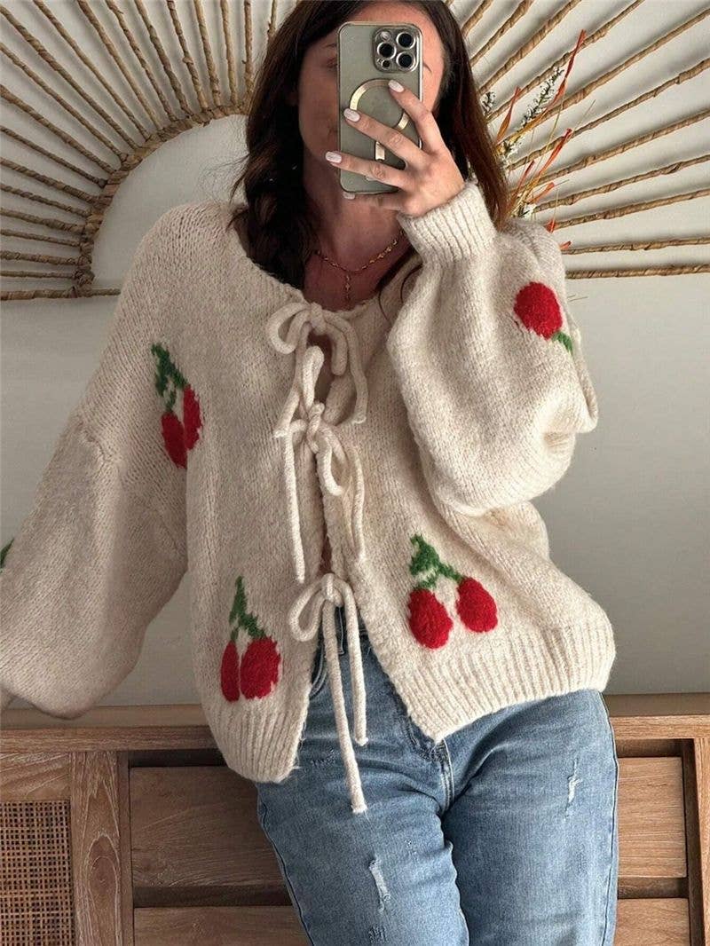 Very Cherry Bow Tie Cardigan