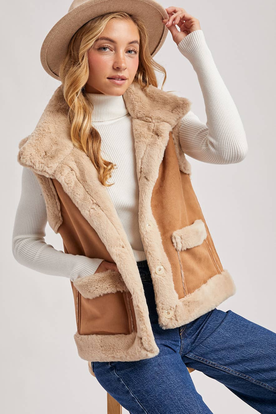 Faux Sherling Suede Vest