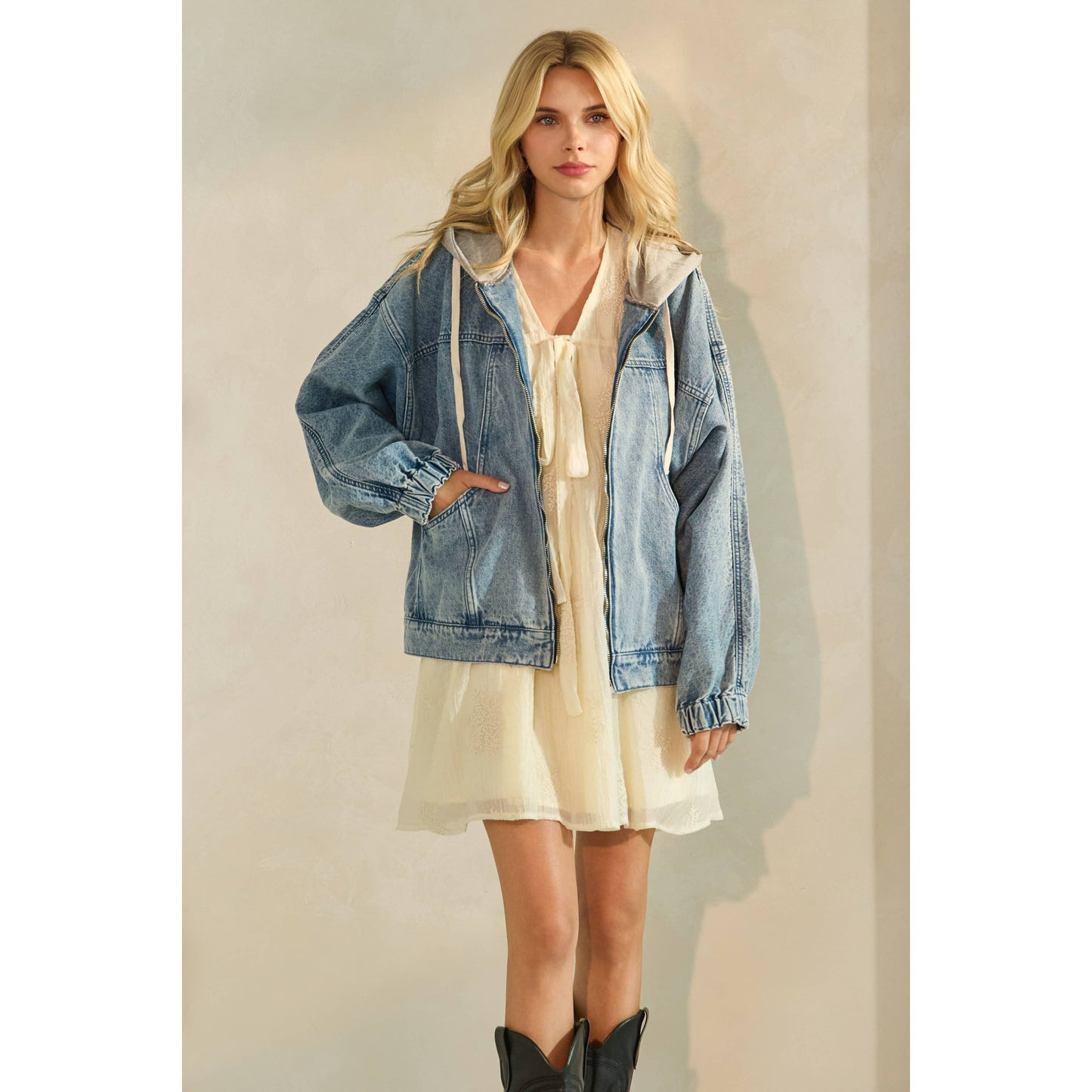 Frankie Hooded Zip Denim Jacket