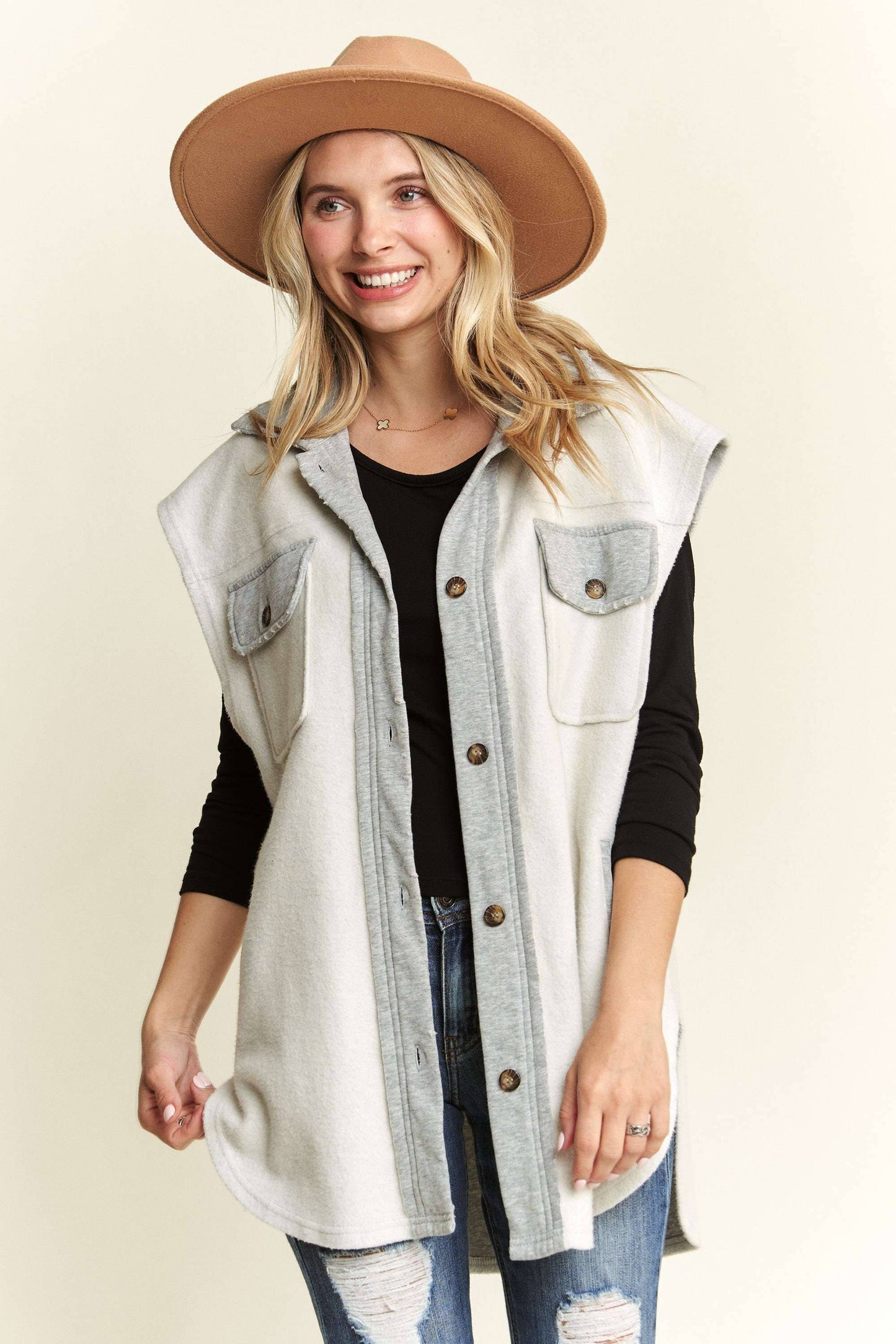 Lynn Vintage Vest- Heather Grey