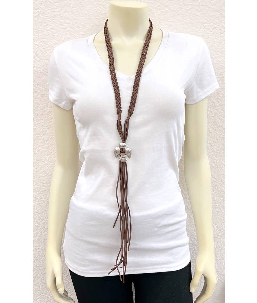733811, Handmade Thunderbird Leather Necklace