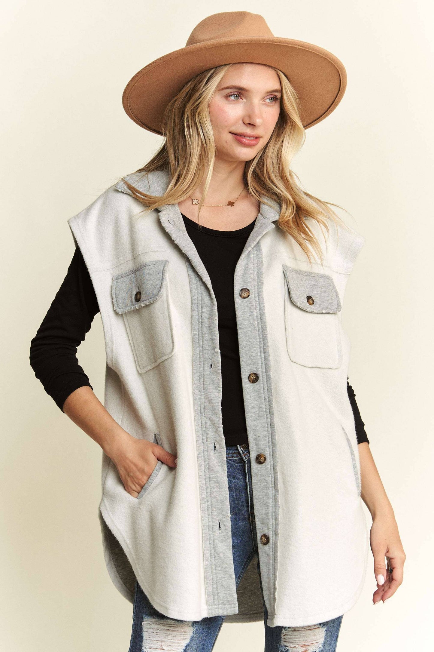Lynn Vintage Vest- Heather Grey