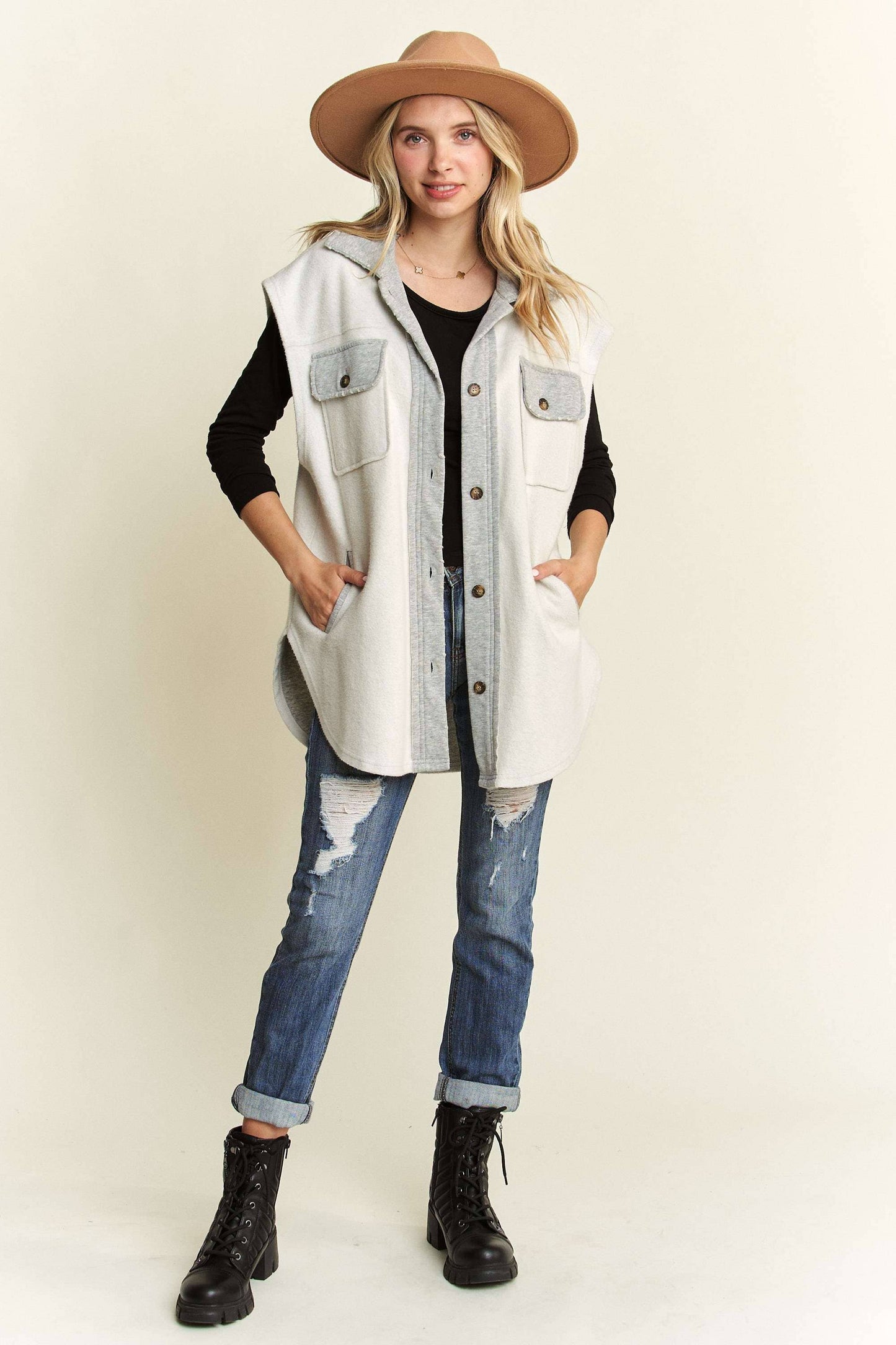 Lynn Vintage Vest- Heather Grey