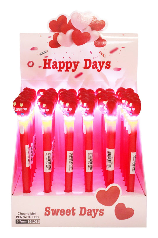 Love Heart Led Light-up Ballpoint Pen -