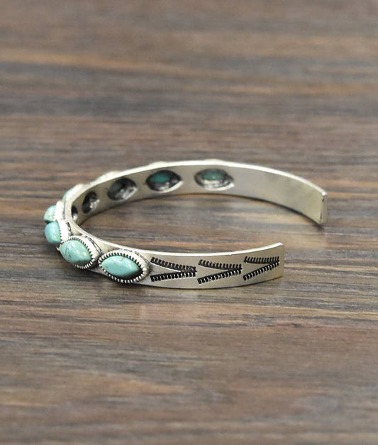 710973, Sideway Oval Turquoise Cuff Bracelet