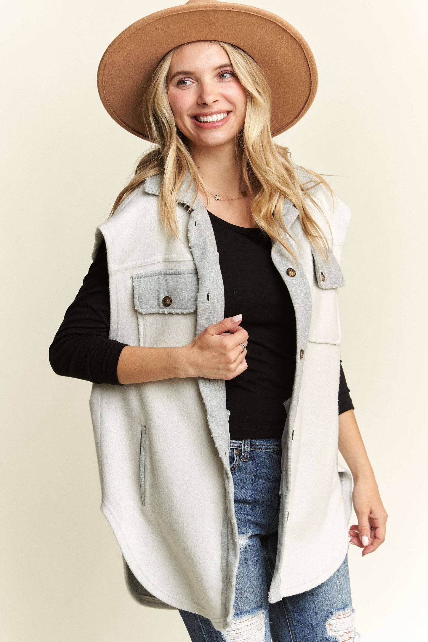 Lynn Vintage Vest- Heather Grey