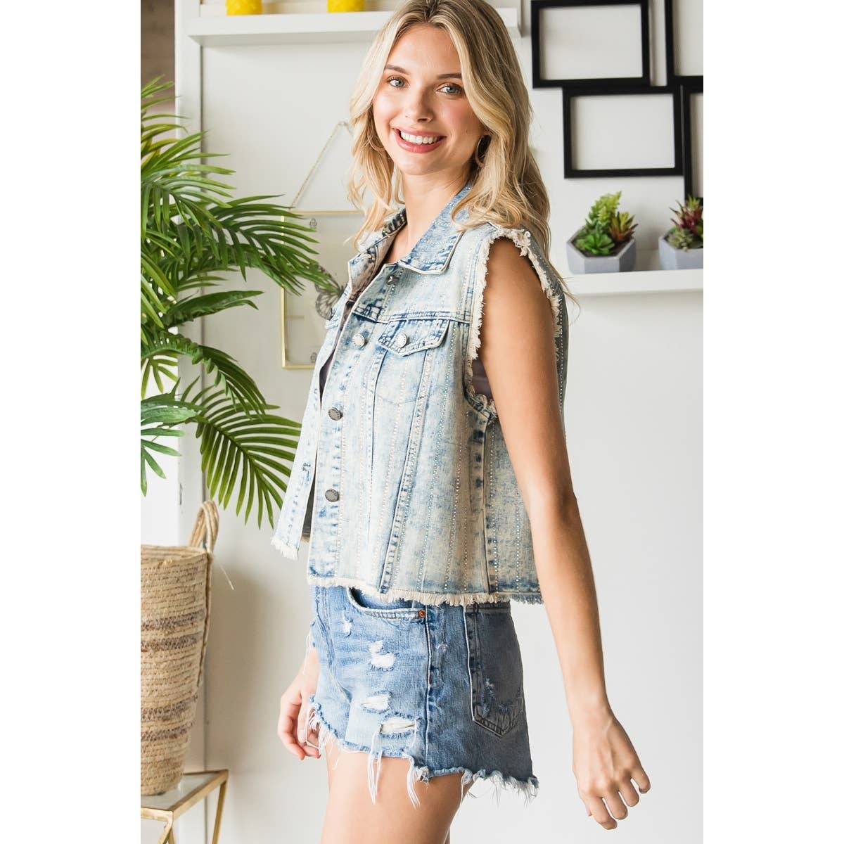Miranda Rhinestone Denim Vest