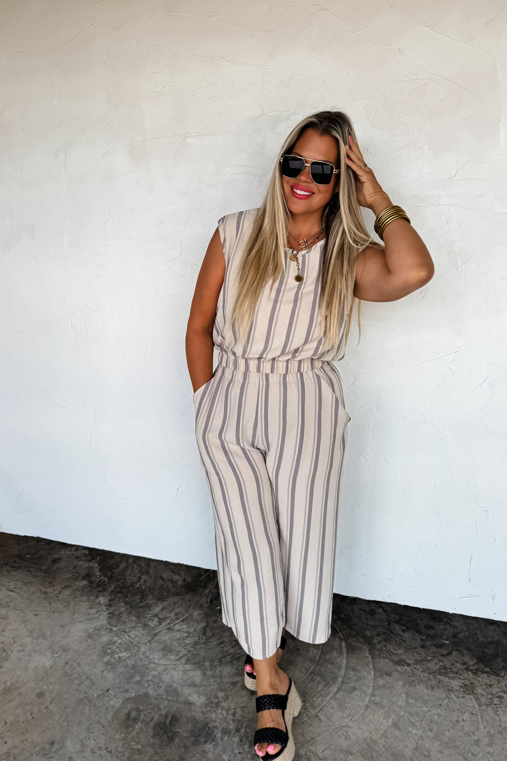 Calabasas Crop Pant Set- Sand