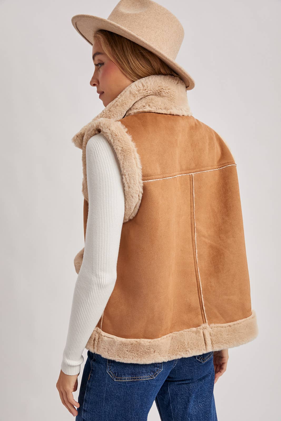Faux Sherling Suede Vest