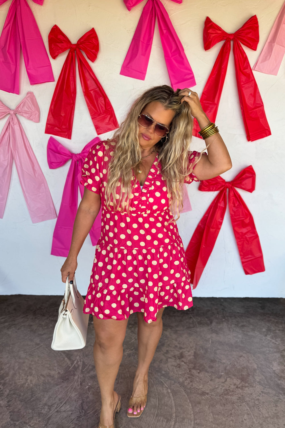 pink polka dot dress womens Dottie Dress – Sweet T Boutique