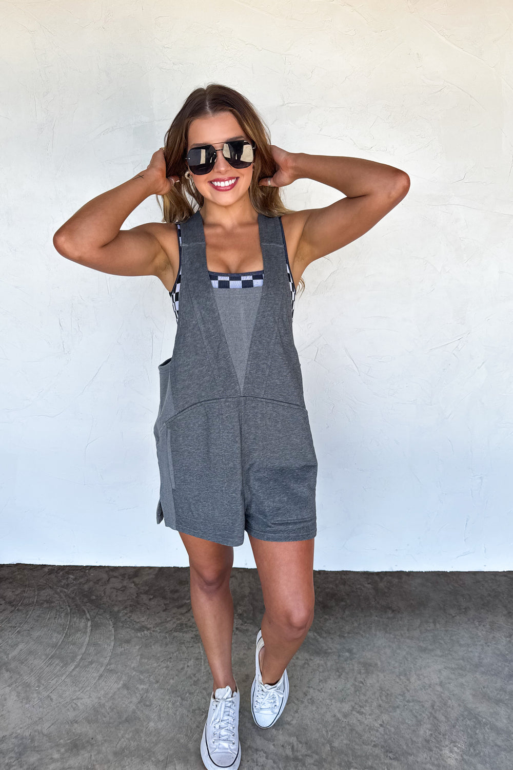 Beach Please Romper Grey