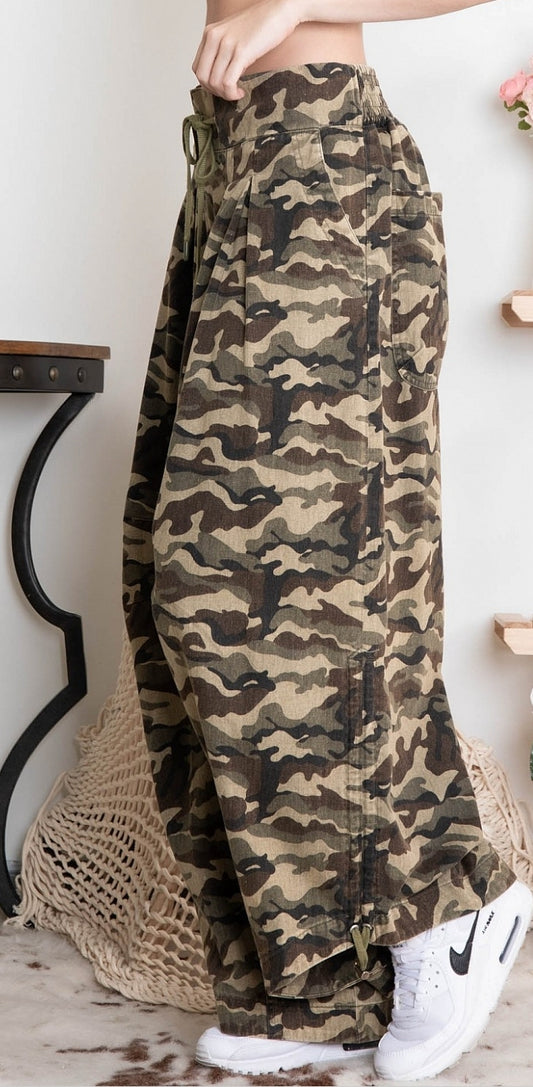 Tactical Babe Wide Leg Pant- Camouflage