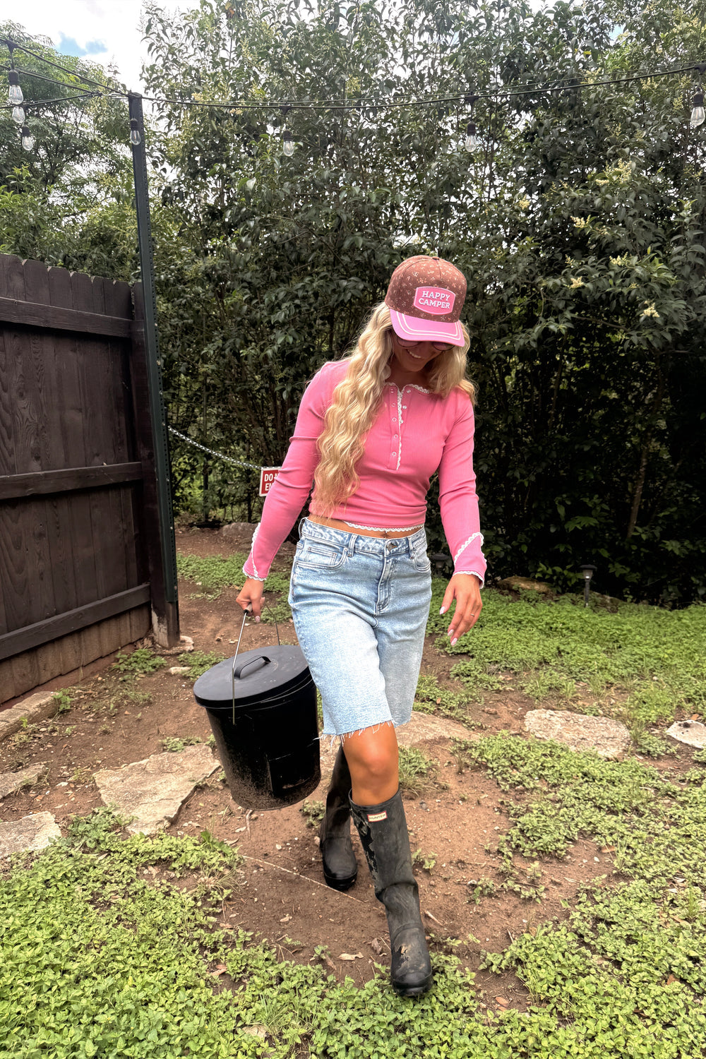 Happy Camper Embroidered Trucker Hat