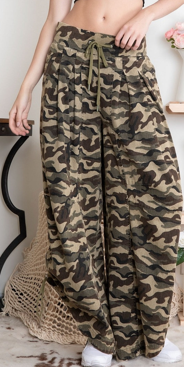 Tactical Babe Wide Leg Pant- Camouflage